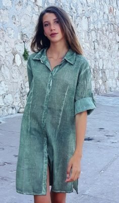 chemise voile de coton kaki