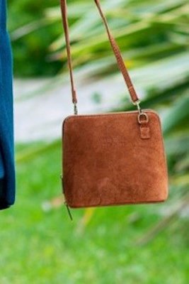 Sac pochette bandoulière en daim Cuir et daim cuir véritable