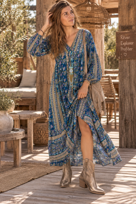 Longue robe bohème au touché soie Mode boheme Longue robe bohème au touché soie Mode boheme