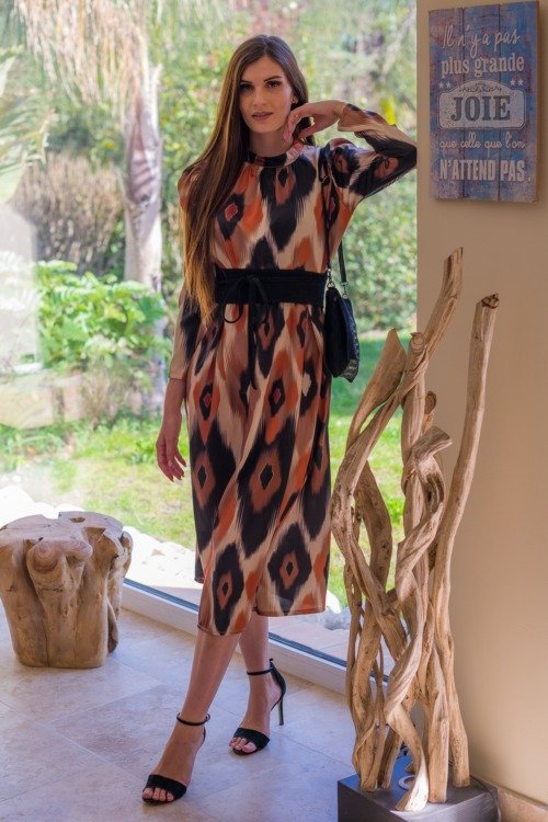 Robe imprimée longueur midi Robe toutes saisons Robe