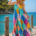 Longue robe dos nu au motif bandana