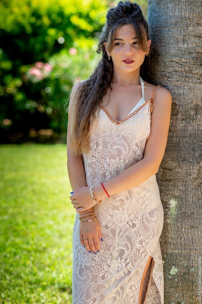 Robe longue en dentelle nude Edition limitee Reve en dentelle