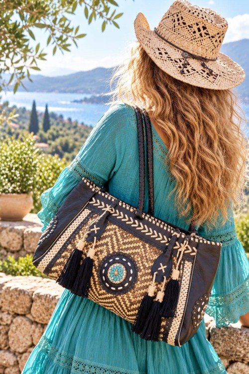 Grand sac vintage tout cuir Cabas cuir véritable