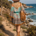 Robe tunique Batik motif léopard La plage beachwear