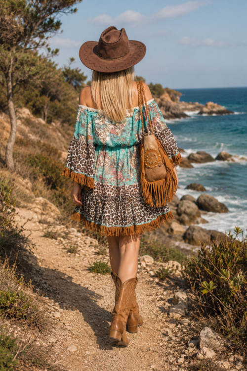 Robe tunique Batik motif léopard La plage beachwear
