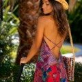 Robe HIBISCUS dos nu Hibiscus imprimé