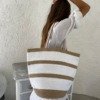 Grand sac de plage coton et jute Cabas grand sac