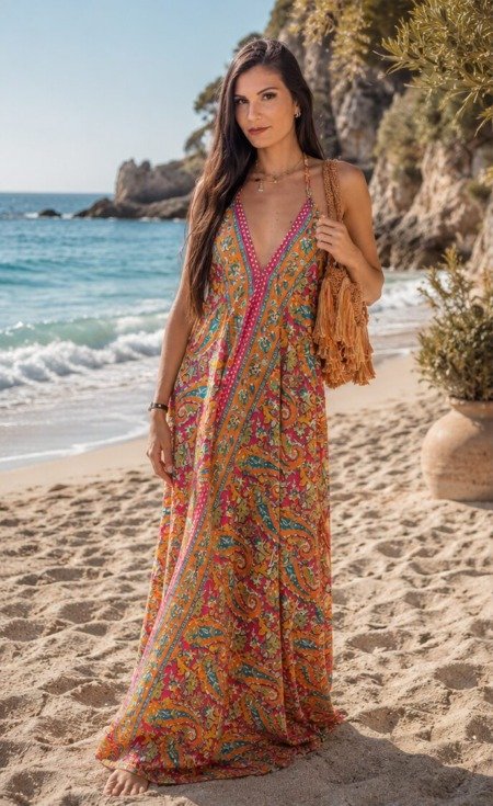 Robe dos nu au doux touché soie La plage boheme Robe dos nu au doux touché soie La plage boheme