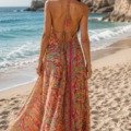 Robe dos nu au doux touché soie La plage boheme Robe dos nu au doux touché soie La plage boheme