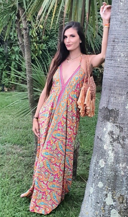 Robe dos nu au doux touché soie La plage boheme