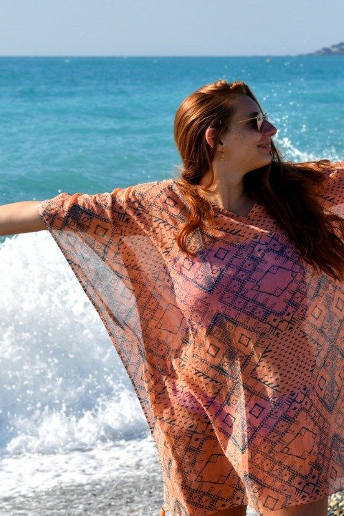 La tunique kaftan en voile de coton La plage 100% coton