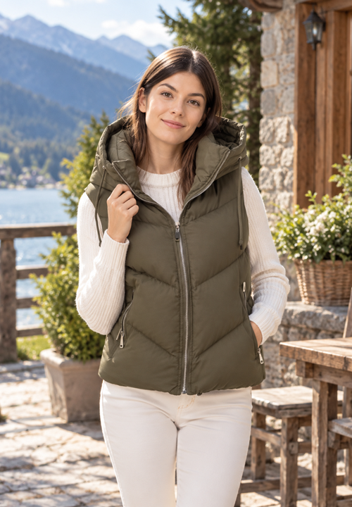 Gilet sans manches kaki Le sans-manches c'est tendance! gilet sans manches