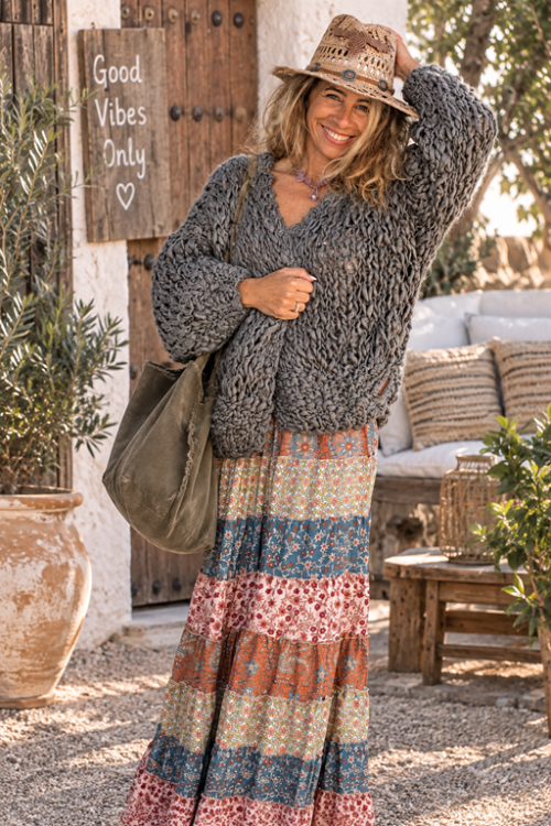 Gilet grosse maille fait main Mode boho chic