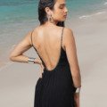 Robe Déesse noire dos nu La plage beachwear