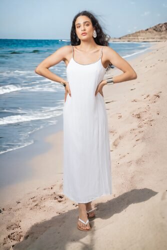 Robe déesse dos nu couleur blanc La plage beachwear