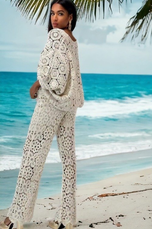 Le pantalon de plage en crochet La plage 100% coton