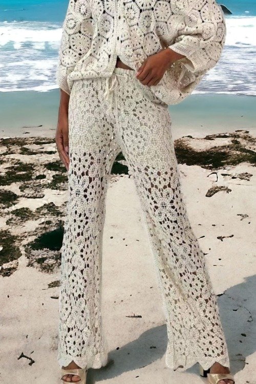 Le pantalon de plage en crochet L'ETE EN SOLDE 100% coton