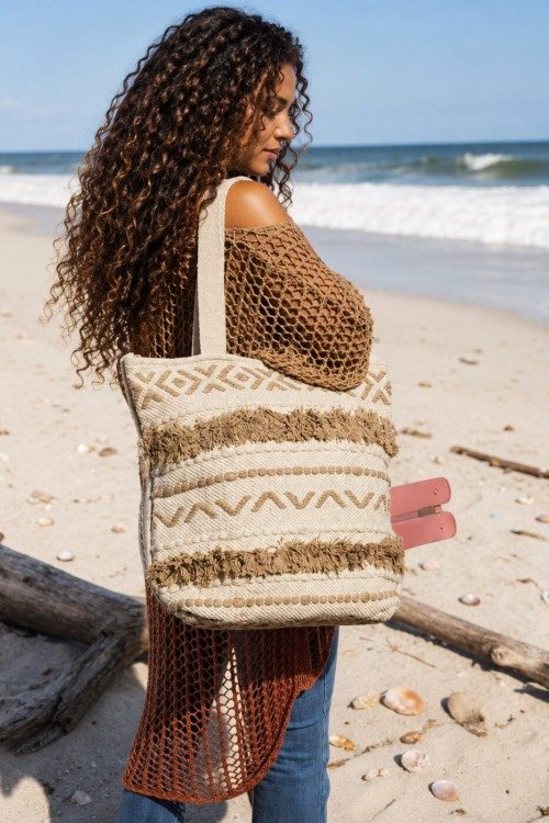 Grand sac en toile bohème Cabas boheme