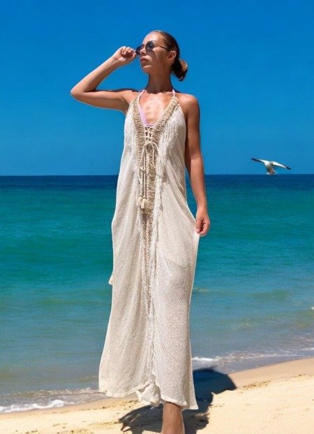 Robe dos nu 100% boho chic fait main La plage boheme