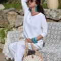 Sweat SALLY blanc en coton nid d’abeille Marques 100% coton