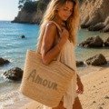 Sac AMOUR 100% jute Cabas à plateforme