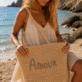 Sac AMOUR 100% jute Cabas à plateforme