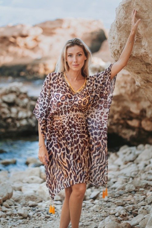 Robe Caftan Kimono En Coton Pour Femme - Longue, Légère, Imprimé Bohème - Pour La Maison, La Plage, Les Vacances