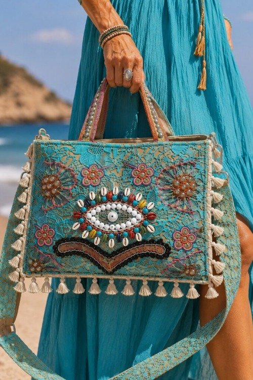 Grand sac d&rsquo;été bandoulière Boho chic Cabas boheme