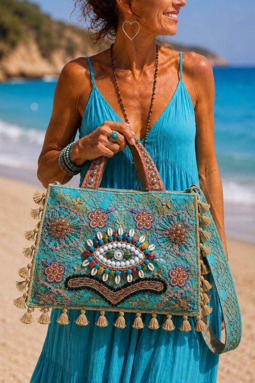 Grand sac d&rsquo;été bandoulière Boho chic Cabas boheme