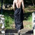 Robe déesse dos nu de couleur noire La plage beachwear