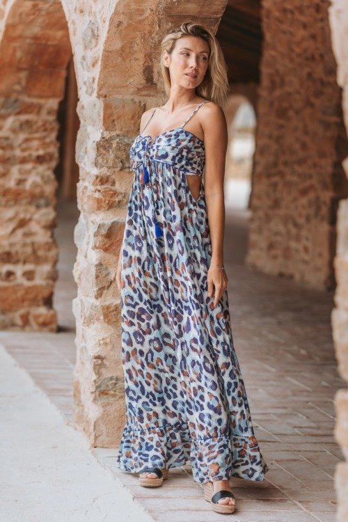 Robe longue bohème chic imprimé léopard La Isla Bonita boheme