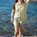 Chemise mi-longue en voile de coton délavé La plage chemise de plage