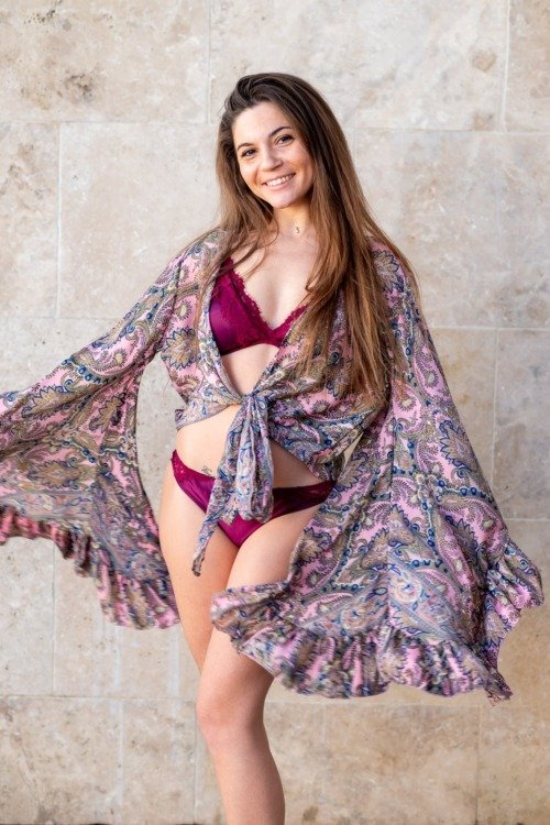 La veste d’interieur en soie La plage kimono