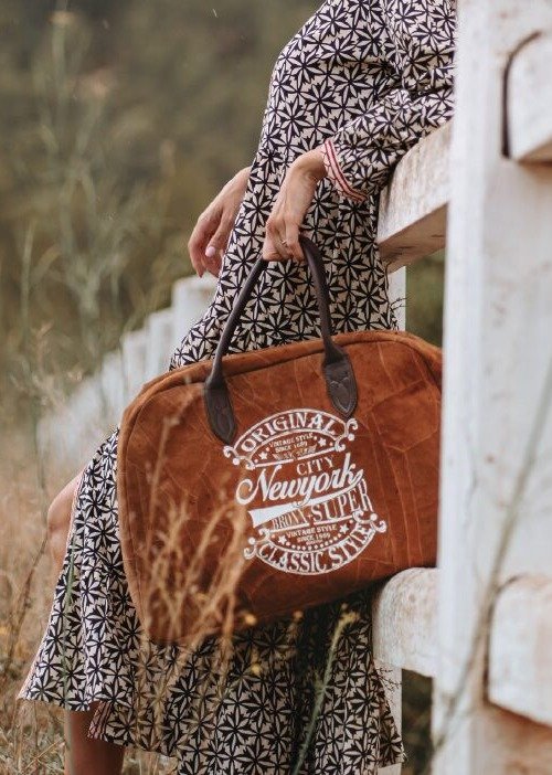 Grand sac cabas vintage en cuir Cabas cuir véritable