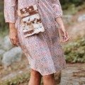 Pochette vintage tout cuir motif tacheté Cuir et daim cuir véritable