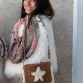 Petit sac vintage en cuir Cuir et daim cuir véritable