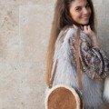 Petit sac vintage en cuir Cuir et daim cuir véritable