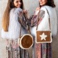 Petit sac vintage en cuir Cuir et daim cuir véritable