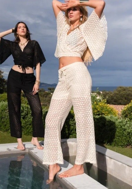 Pantalon de plage en dentelle brodée La plage dentelle Pantalon de plage en dentelle brodée La plage dentelle