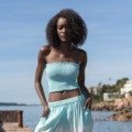 Crop top smocké Accessoire de plage crop top
