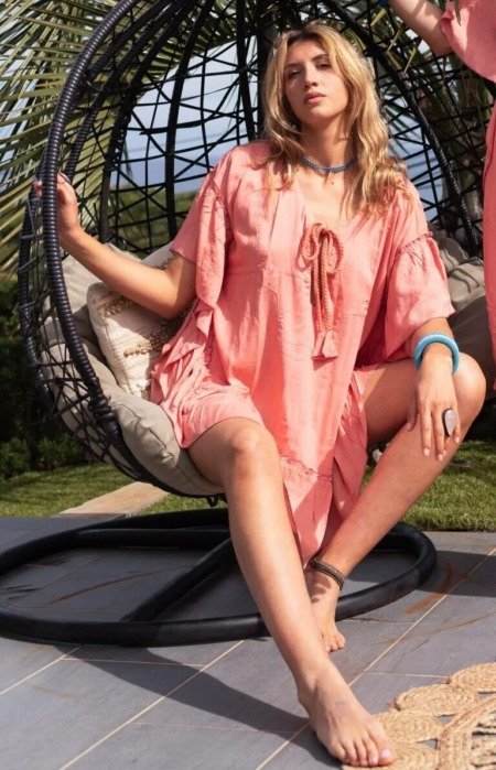 Kaftan boho-style de couleur unie La plage blouse d'été Kaftan boho-style de couleur unie La plage blouse d'été