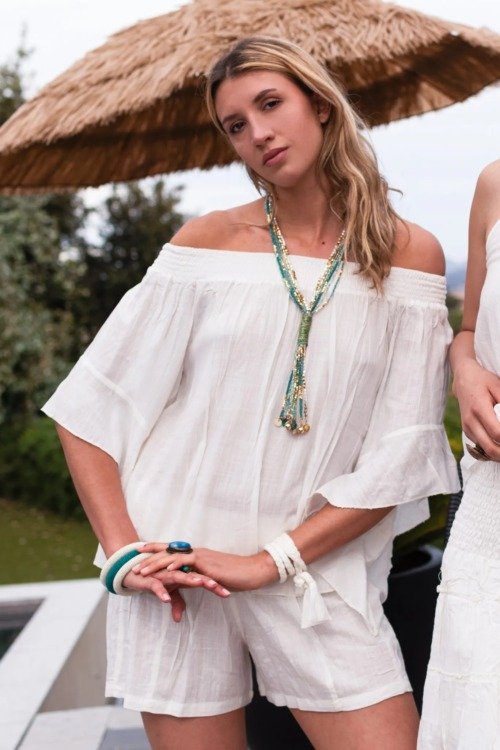 Blouse boho-style de couleur unie La plage blouse Blouse boho-style de couleur unie La plage blouse