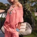 Blouse boho-style de couleur unie La plage blouse