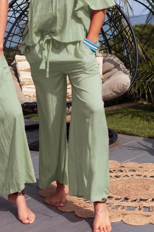 Pantalon léger coupe ample de couleur unie Les nouveautés boheme