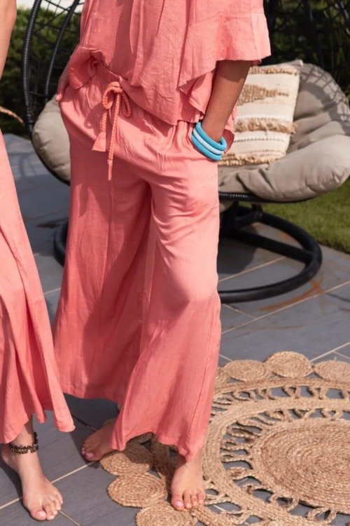 Pantalon léger coupe ample de couleur unie Les nouveautés boheme