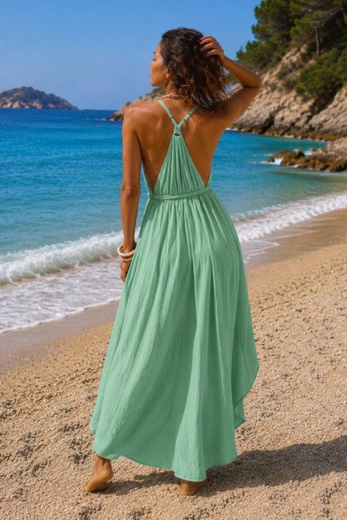 Robe longue bohème chic au dos nageur Les nouveautés robe bohème