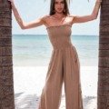 Combinaison-pantalon bustier camel La combinaison pantalon boheme