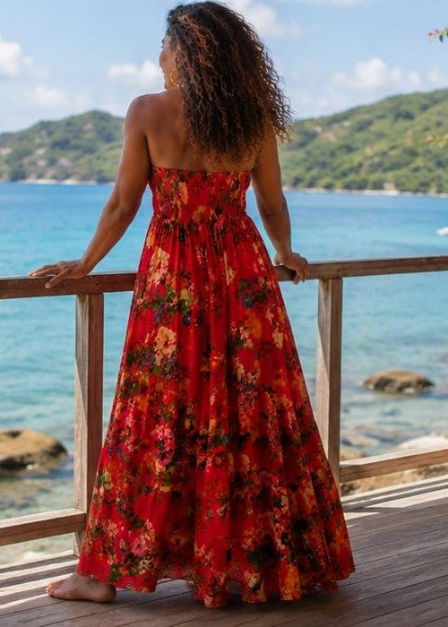 Robe longue bohème-chic bustier (grande taille) Les nouveautés grande taille