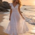 Longue robe 100% coton petites manches Mode 100% coton