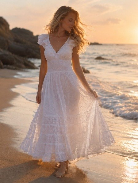 Longue robe 100% coton petites manches Les nouveautés 100% coton Longue robe 100% coton petites manches Les nouveautés 100% coton